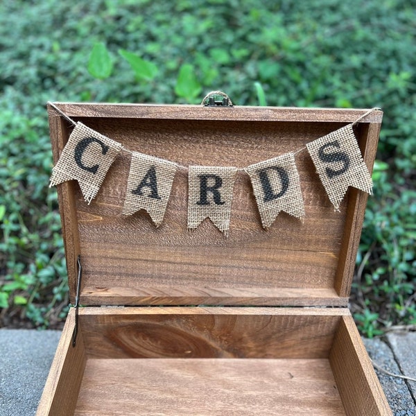 Burlap Cards Banner - Rustic Wedding Card Box Insert - Cards Heart Banner - Wedding Card Chest - Cards Sign - Wedding Cards - Cards Banner