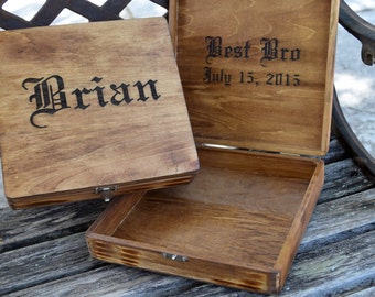 Groomsmen Gift  - Rustic Cigar Box - Rustic Wedding - Engraved Wood Cigar Box - Personalized Gifts for Groomsman - Wedding Party Gift