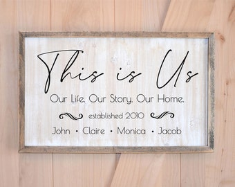 This Is Us wood Sign - Wooden Welcome Sign - Welcome Door Sign  - Family Name Sign - Personalized Wedding Gift - Rustic Wood Welcome Sign