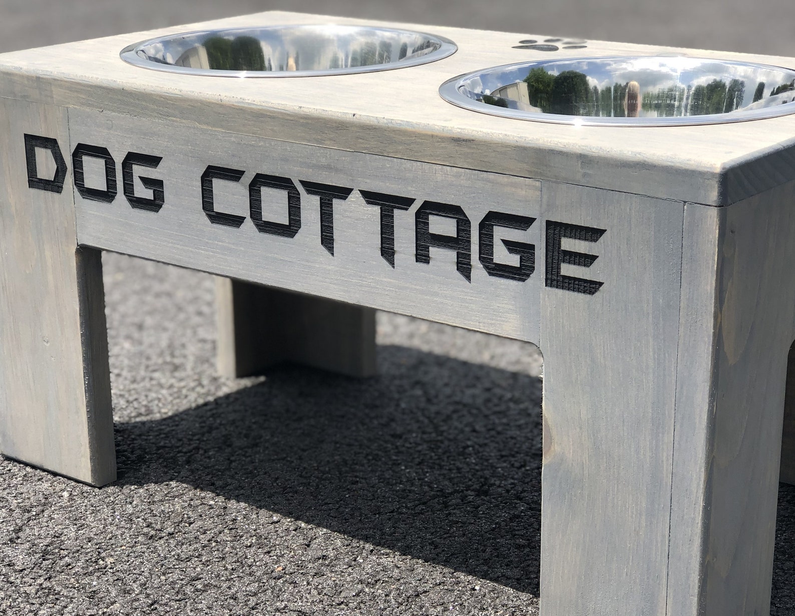 Large Dog Bowl Stand Farmhouse Style Rustic Dog Bowl Stand Etsy