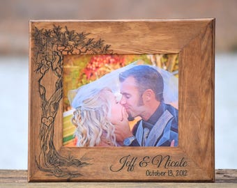 Love Tree Picture Frame - Personalized Rustic Wood Frame - Love Birds Wooden Frame - Personalized Picture Frame - Tree Carving Picture Frame