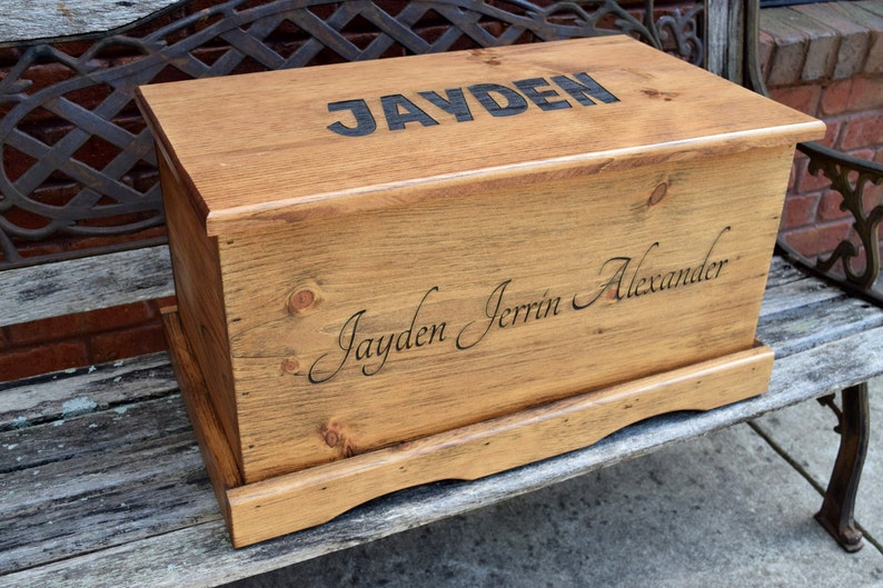 Laser Engraved Kids Toy Box with Engraving on Top and Inside | Etsy