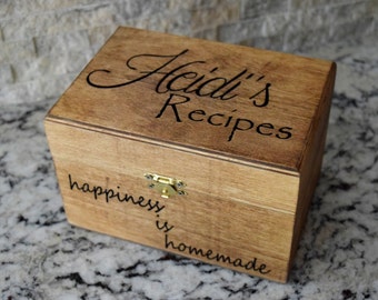 Wood Recipe Box - Personalized Recipe Box - Cookbook - Housewarming Gift - Wedding Decor -  Mothers Day Gift - Cookbook - Kitchen Decor