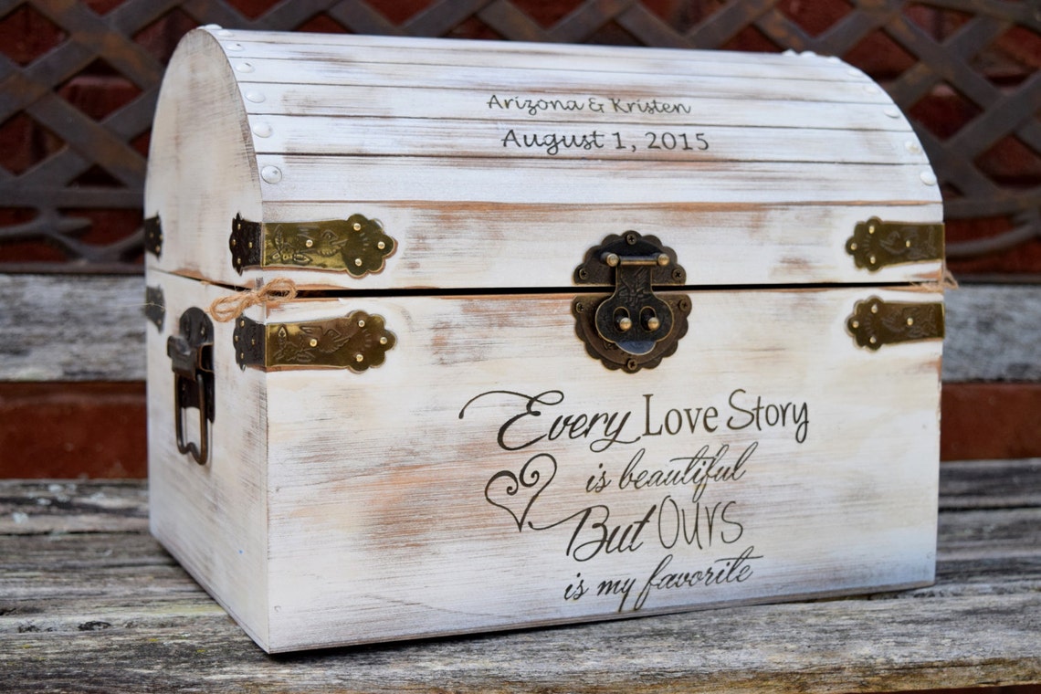 White Distressed Rustic Wooden Card Box Card Holder Rustic Etsy