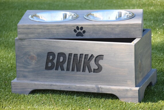 raised dog bowl feeders with storage