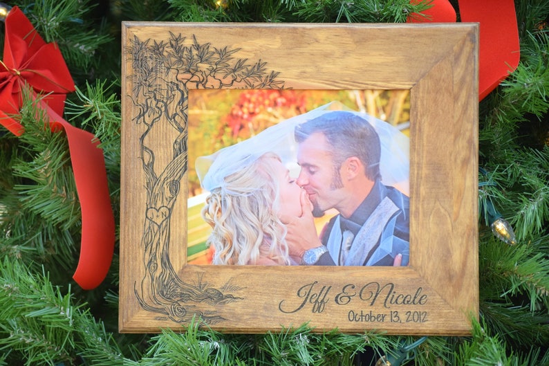 Love Tree Picture Frame Personalized Rustic Wood Frame Etsy