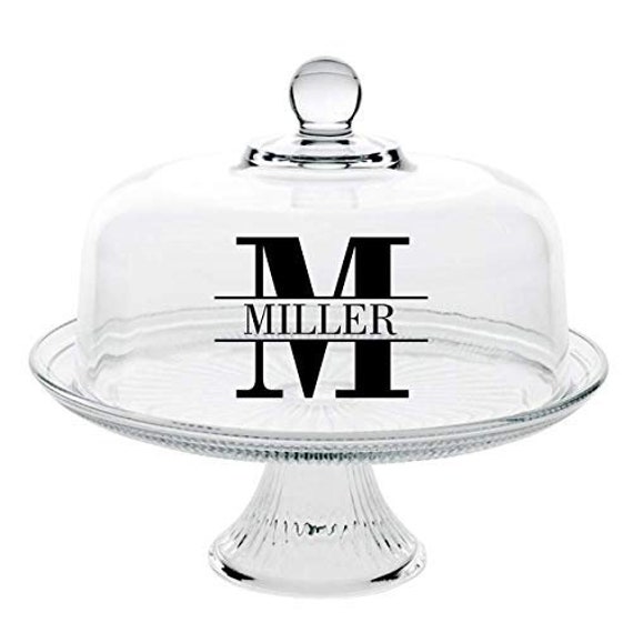 Personalized Glass Cake Stand Dome With Bridal Shower Gift Custom