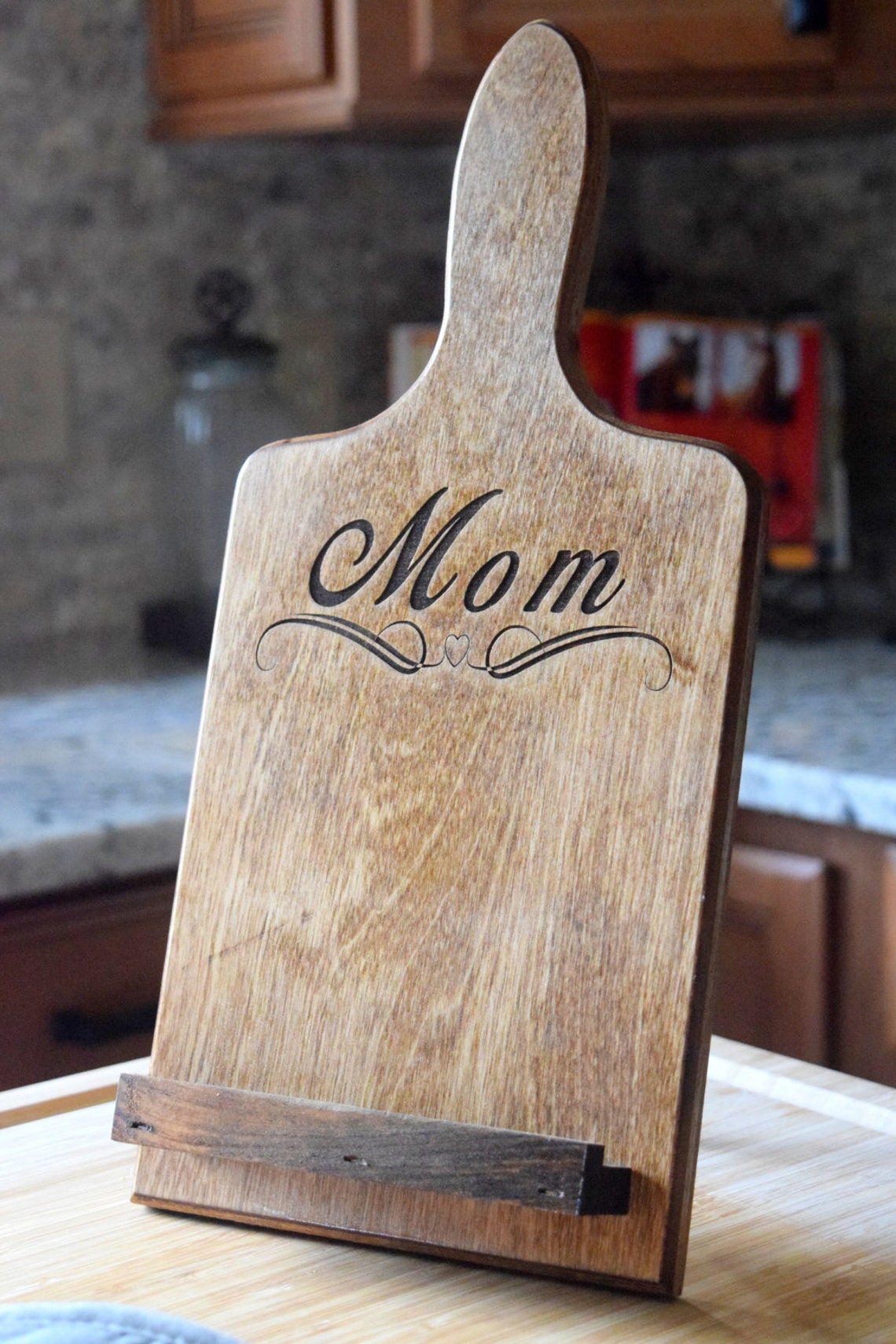 Personalized Tablet Holder Kitchen Tablet Stand Wooden Etsy