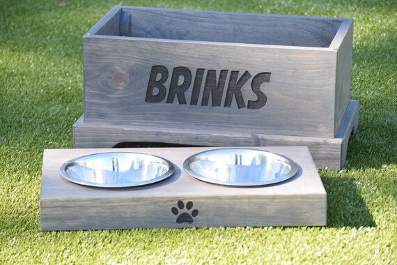Elevated Dog Feeder And Storage Box Elevated Dog Bowl Etsy