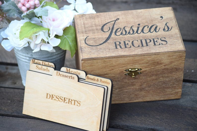 Recipe Box Personalized Recipe Box Housewarming Gift Etsy
