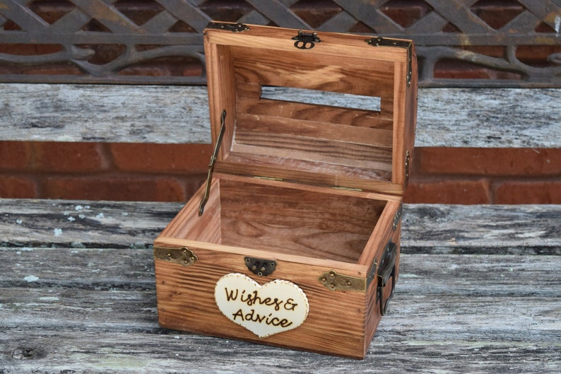 Wedding Advice Box with Slit Wedding Chest Wishing Well Wedding Guest Notes Rustic Wedding Shabby Chic Wedding Wedding Guest Book image 5