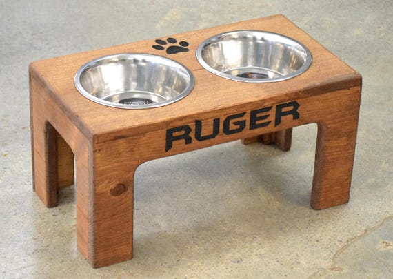 Dog Bowl Stand With Storage Perfect for Two Large Dogs. Rustic Feeder,  Raised Dog Feeder 