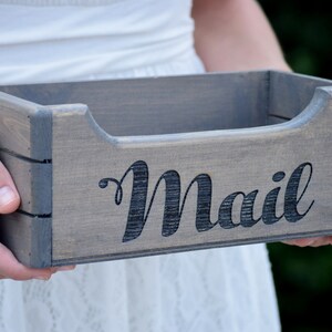 Mail Holder Mail Organizer Rustic Mail Holder Wood Mail Holder Housewarming Gift Personalized Gift Rustic Office Storage Box image 2
