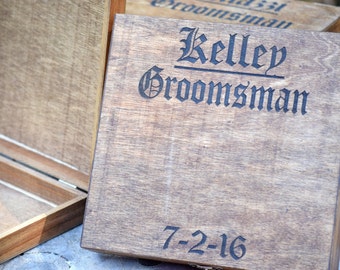 Rustic Cigar Box - Groomsmen Cigar Box - Best Man Gift - Wooden Cigar Box - Wood Gift Box - Groomsman Gift Box Vintage Box Wedding Party Box