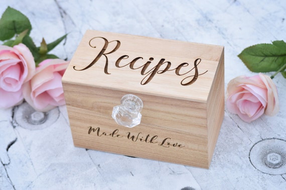 Recipe Card box with Wooden Recipe Cards - Wooden Recipe Cards - Recipe  Card Dividers Wood Recipe Cards Recipe Box Dividers - Rustic Kitchen