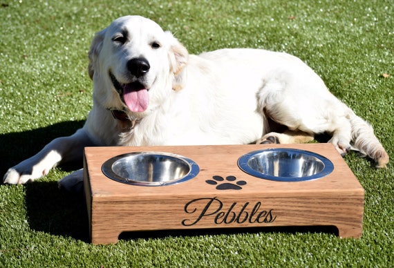 Elevated Dog Feeder and Storage Box Elevated Dog Bowl Rustic Dog