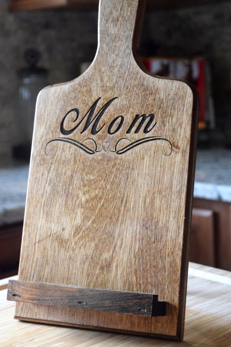 Personalized Tablet Holder Kitchen Tablet Stand Wooden Tablet Stand Cookbook Holder iPad Holder Mothers Day Gift Christmas Gift image 4