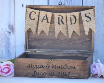 Shabby Chic Wedding- Rustic Wooden Card Box - Rustic Wedding Card Box - Rustic Wedding Decor - Large Wedding Card Holder - Engraved Card Box