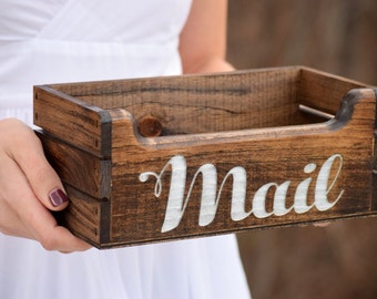 Mail Holder - Mail Organizer - Rustic Mail Holder - Wood Mail Holder - Housewarming Gift - Personalized Gift - Rustic Office - Storage Box