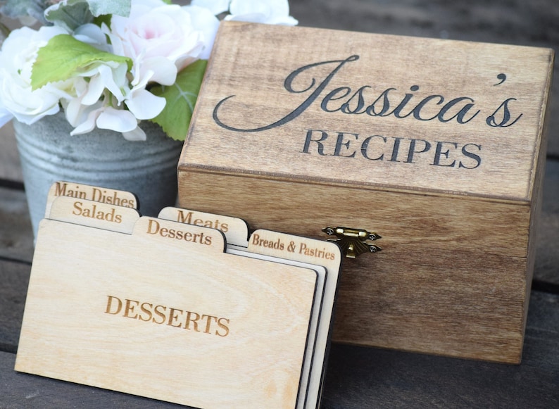 Recipe Box Personalized Recipe Box Housewarming Gift Etsy