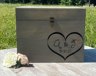 Secured Lockable Card Box with Card Slit - Rustic Wedding Card Box - Wedding Card Holder - Personalized Wedding Keepsake Box Love Letter Box