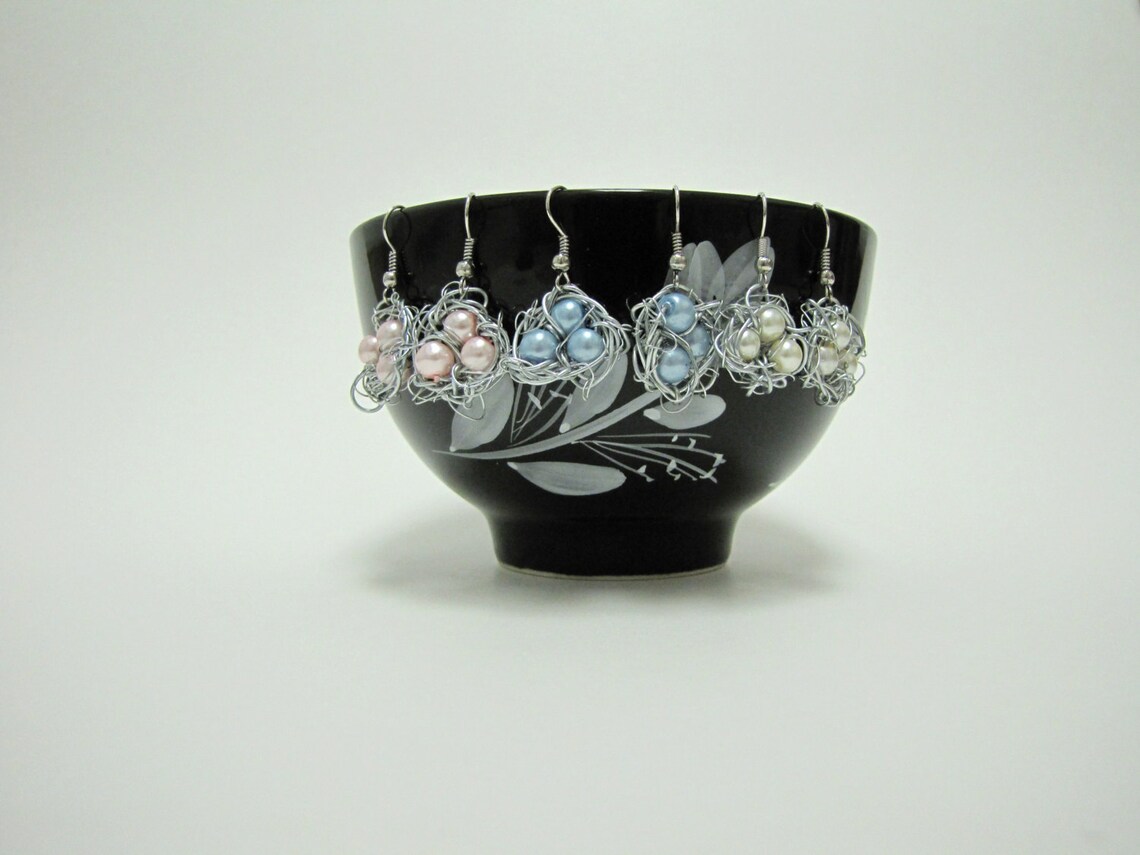 Bird's nest earrings baby shower gift mothers day Etsy