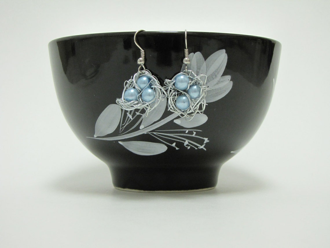 Bird's nest earrings baby shower gift mothers day Etsy