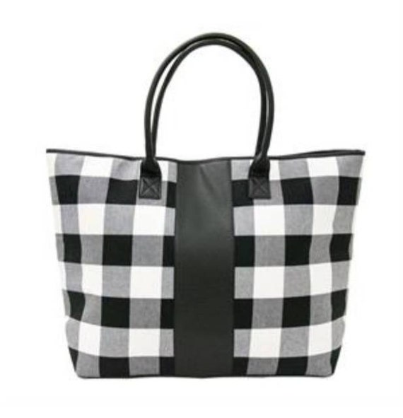 black and white buffalo check purse