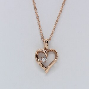 Rose Gold Heart Pendant with Lab Diamond