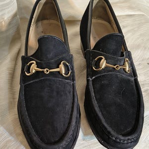 Mens Gucci Black Suede Horse Bit Loafers, 10.5D, Vintage Gucci mens loafers - Gem main image 3