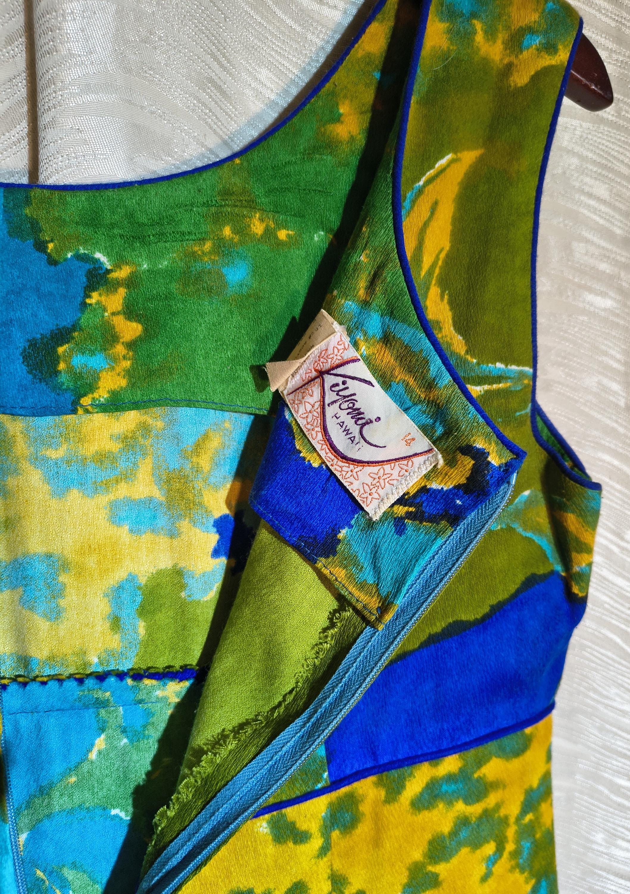 Kiyomoi Hawaii 1960s Vintage Muumuu Dress Size 14, Multicolored Empire ...