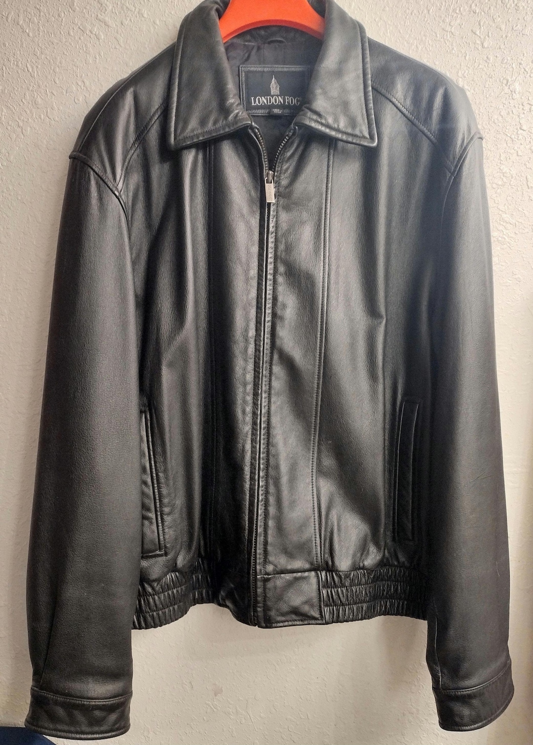 Men's Black Leather Jacket, Sz XL, London Fog, Winter Wear