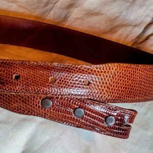 Women's Alexander Lizard Belt, Brown 28 Sm 1 1\8" W. Handcrafted, Superb Vintage Condition! Add your own buckle. image 3