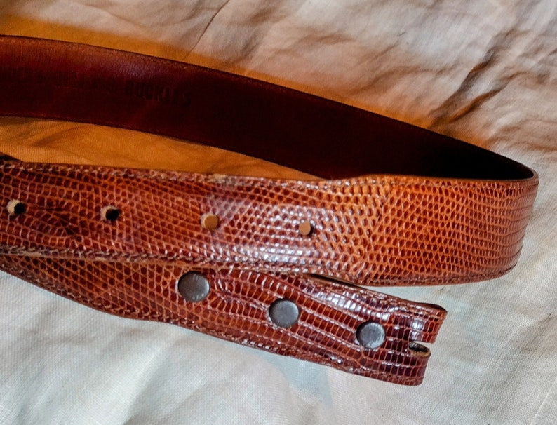 Women's Alexander Lizard Belt, Brown 28 Sm 1 1\8" W. Handcrafted, Superb Vintage Condition! Add your own buckle. image 3