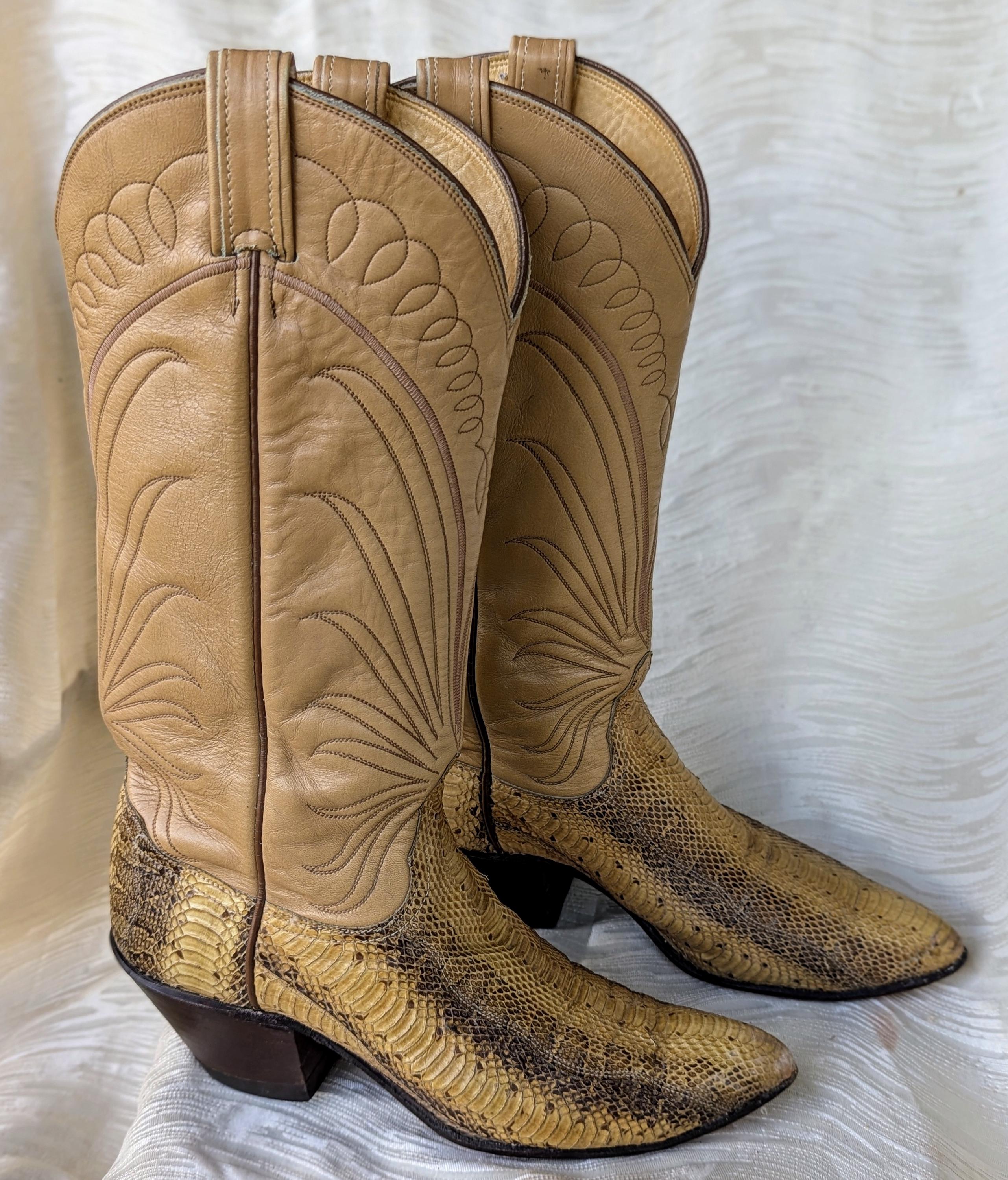 パンツ archive 90s Python boots cut flare Vintage Back Cut Python Cowboy Boots 10.5 D Snakeskin USA