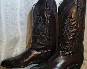 Herren Tony Lama Leder Cowboystiefel, Braun 10EE, Sehr leichte Gebrauchsspuren, Super Vintage Zustand