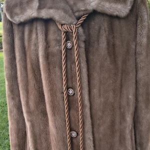 Women's Faux Fur Coat 18, Custom Jeweled Buttons, Formal, After Ski, Grandarella II by Sportowne, Superb Vintage Condition. Union Made USA