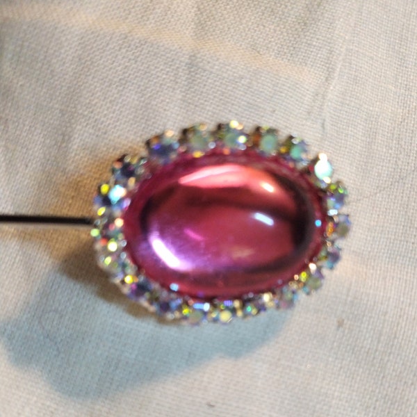 New Hatpin 7.5" Long "Purple Candi" Crystal AB Rhinestones, Violet Cabochons, Designed and Created by "The Peach" of Las Vegas, Collect Them