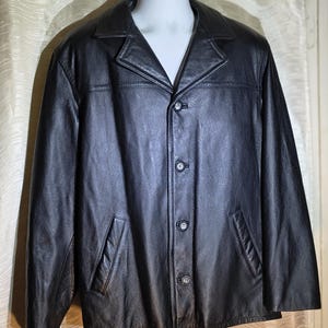 Guess All Weather Leather, Black, Large, Removable Thermal Wool Lining, Button up, Excellent Vintage Condition