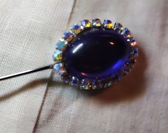 New Hatpin 7" Long, "Blue Skies" with Crystal AB Rhinestones, Designed and Created by "The Peach" of Las Vegas, Signed 1\1, Begin Collecting