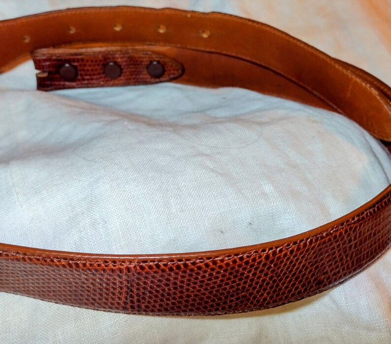 Women's Alexander Lizard Belt, Brown 28 Sm 1 1\8" W. Handcrafted, Superb Vintage Condition! Add your own buckle. image 4