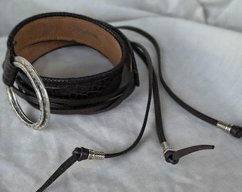 Women's Brighton Western Belt B30158 Sz. Med, Brown Leather, Silver Buckle for Ties. Excellent Vintage Condition 1 1\2" Wide Boho, Cowgirl