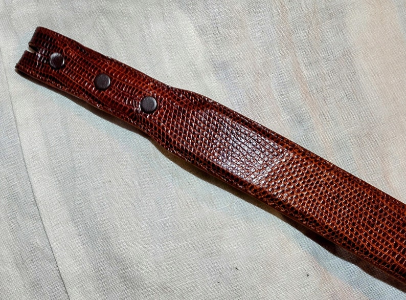 Women's Alexander Lizard Belt, Brown 28 Sm 1 1\8" W. Handcrafted, Superb Vintage Condition! Add your own buckle. image 8