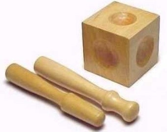 Beadsmith - Wooden Doming Block with Two Punches | Metal Stamping Doming Block | Doming Metal |  Dapping Block