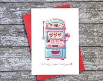 Jackpot Valentines Day Card  | Greetings Card love Card | love Heart Art Card | A6 or A5 Size Engagement | Lovers Gift