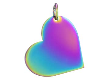 Heart Rainbow Stamping Blank With Jump Ring - Select Size 3pk | Metal Stamping Stainless Steel Blank  | Heart Stamping Tag | Rainbow Mermaid