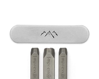 Mountain Signature Metal Design Stamps for Stainless Steel | ImpressArt Metal Stamps | Design Stamp Set Mountain DIY | 3 Stamp Set