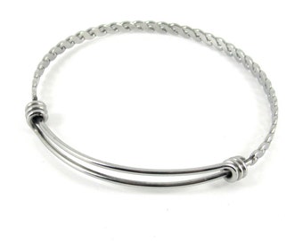 316L Stainless Steel Twist Pattern Adjustable Bangle | Adjustable Bangle | Twist Bracelet | Stainless Steel Bangle