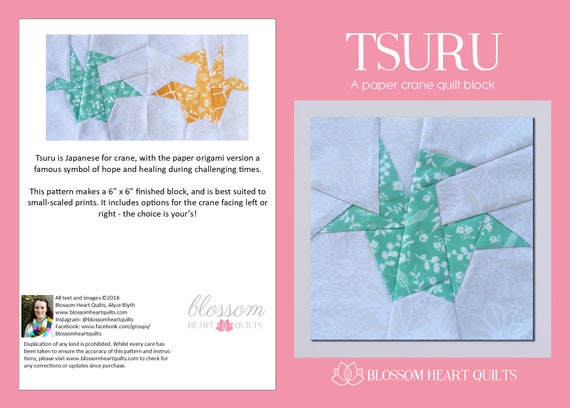 Tsuru Paper Crane Pdf Japanese Quilt Block Pattern