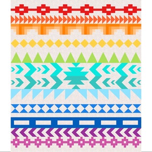Sunset Isle Quilt Pattern, Modern Quilt Pattern, Rainbow Quilt Pattern, Sampler Quilt Pattern, Beginner Quilt Pattern, Easy Quilt Pattern